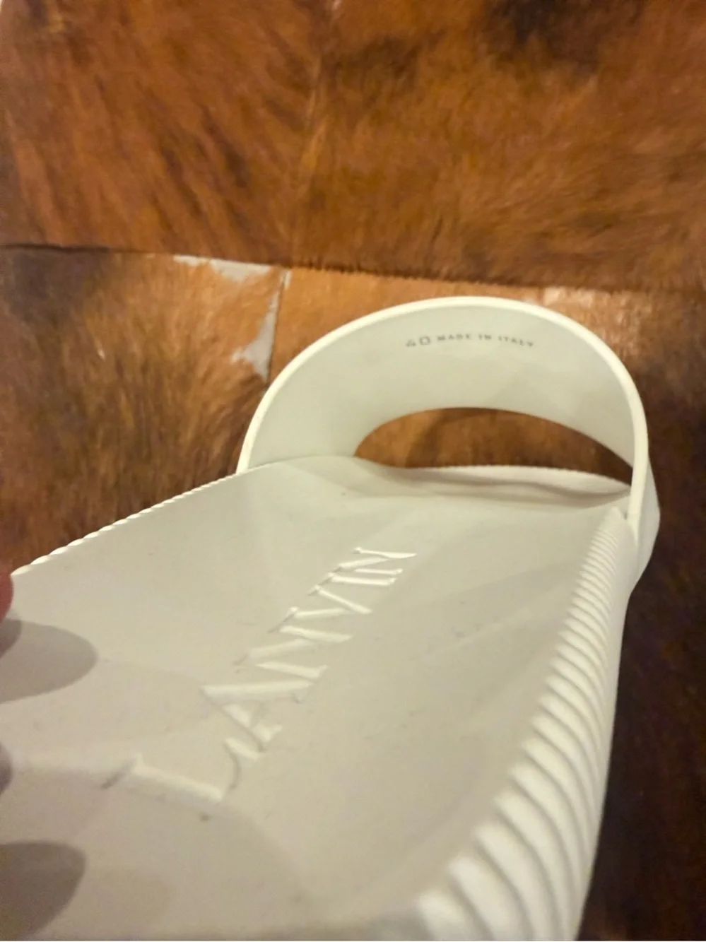 New Lanvin White Arpège Slide Sandals
